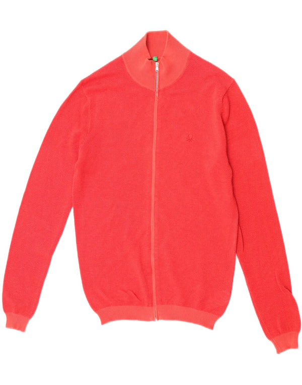 Męski sweter rozpinany Benetton, mały, czerwony, bawełniany