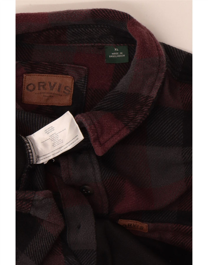 Męska koszula flanelowa Orvis XL w wielokolorową kratę, bawełniana