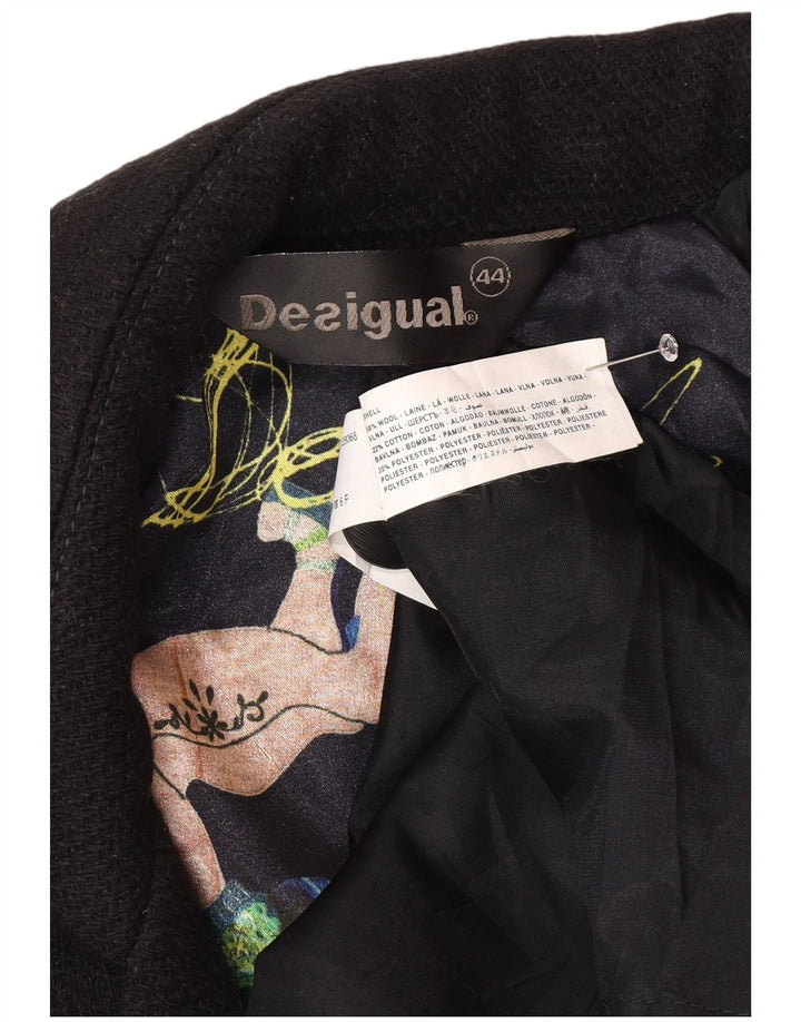 Desigual damski płaszcz EU 44 XL, czarna, wełniana w kwiaty