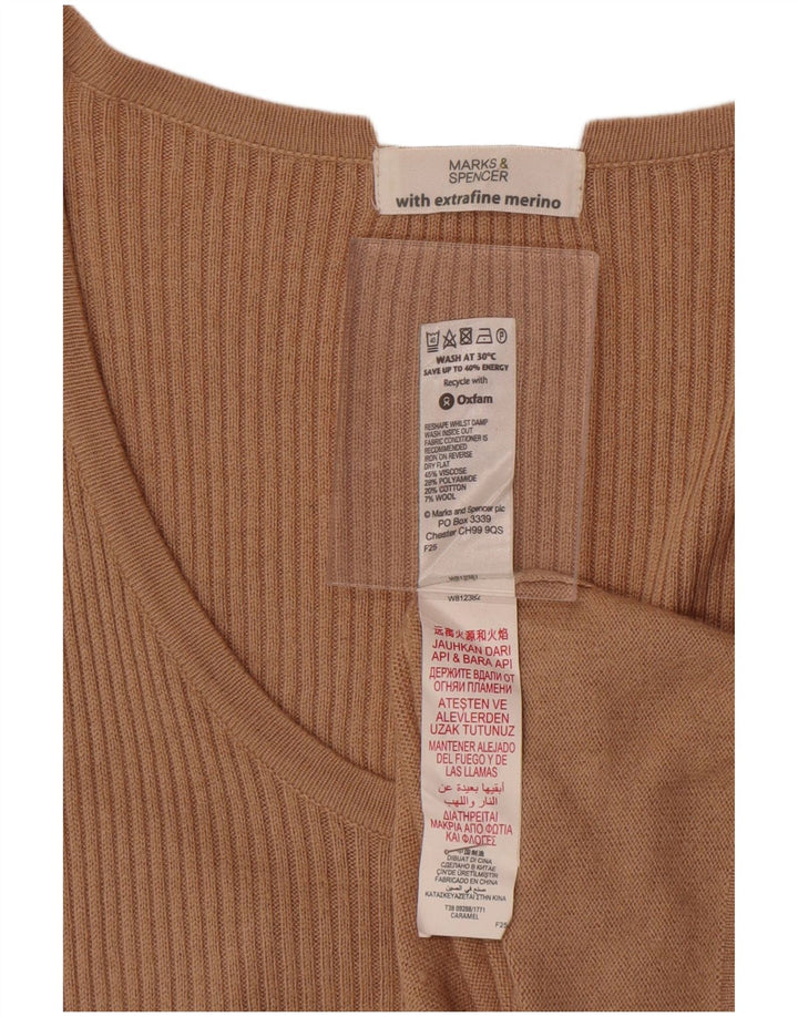 Marks & Spencer Damska sukienka sweterkowa UK 14 Średni beż wiskoza
