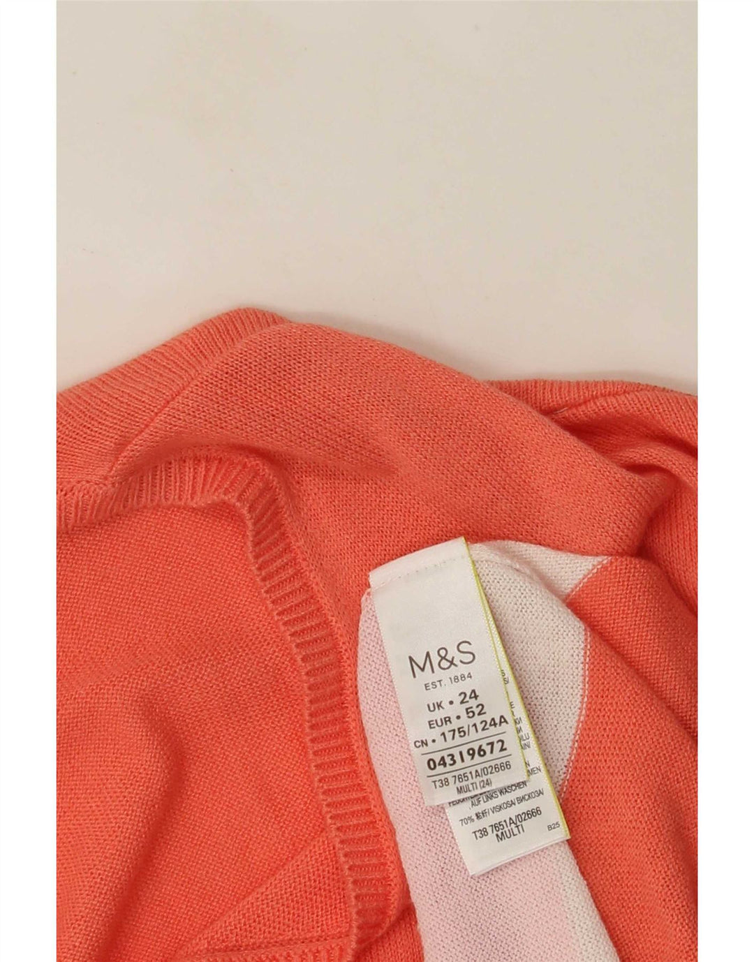 Sweter damski Marks & Spencer z dekoltem w kształcie litery V, UK 24 4XL, wielokolorowy