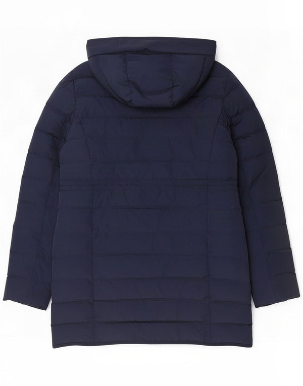 Jaeger Womens Hooded Padded Coat UK 14 Large Navy Blue Polyester
