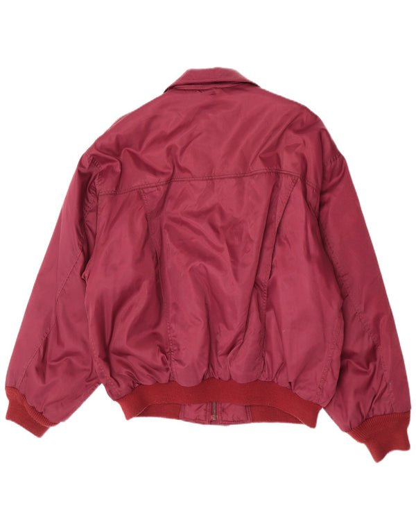 Męska wyściełana kurtka bomber w stylu vintage UK 38, średni bordowy nylon