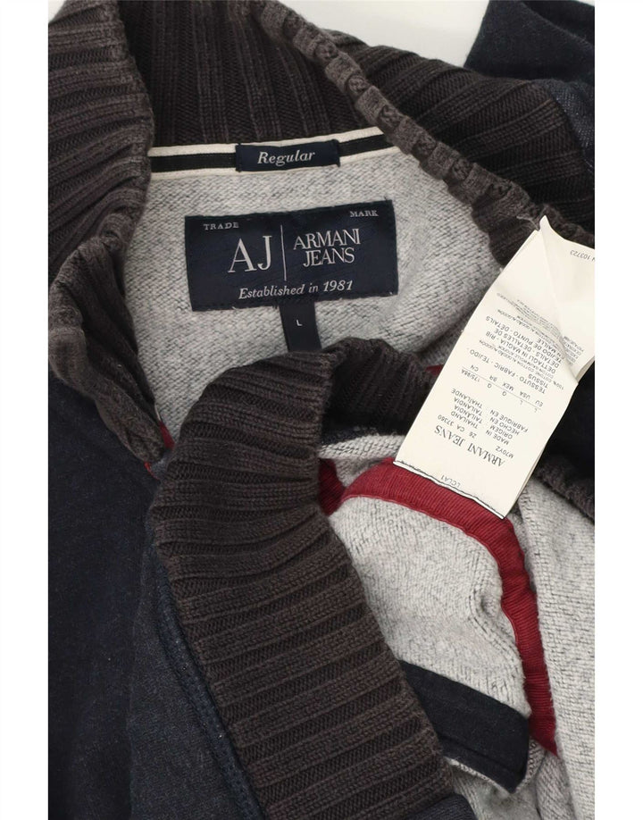 Męski sweter rozpinany Armani Jeans, duży, granatowy, bawełniany