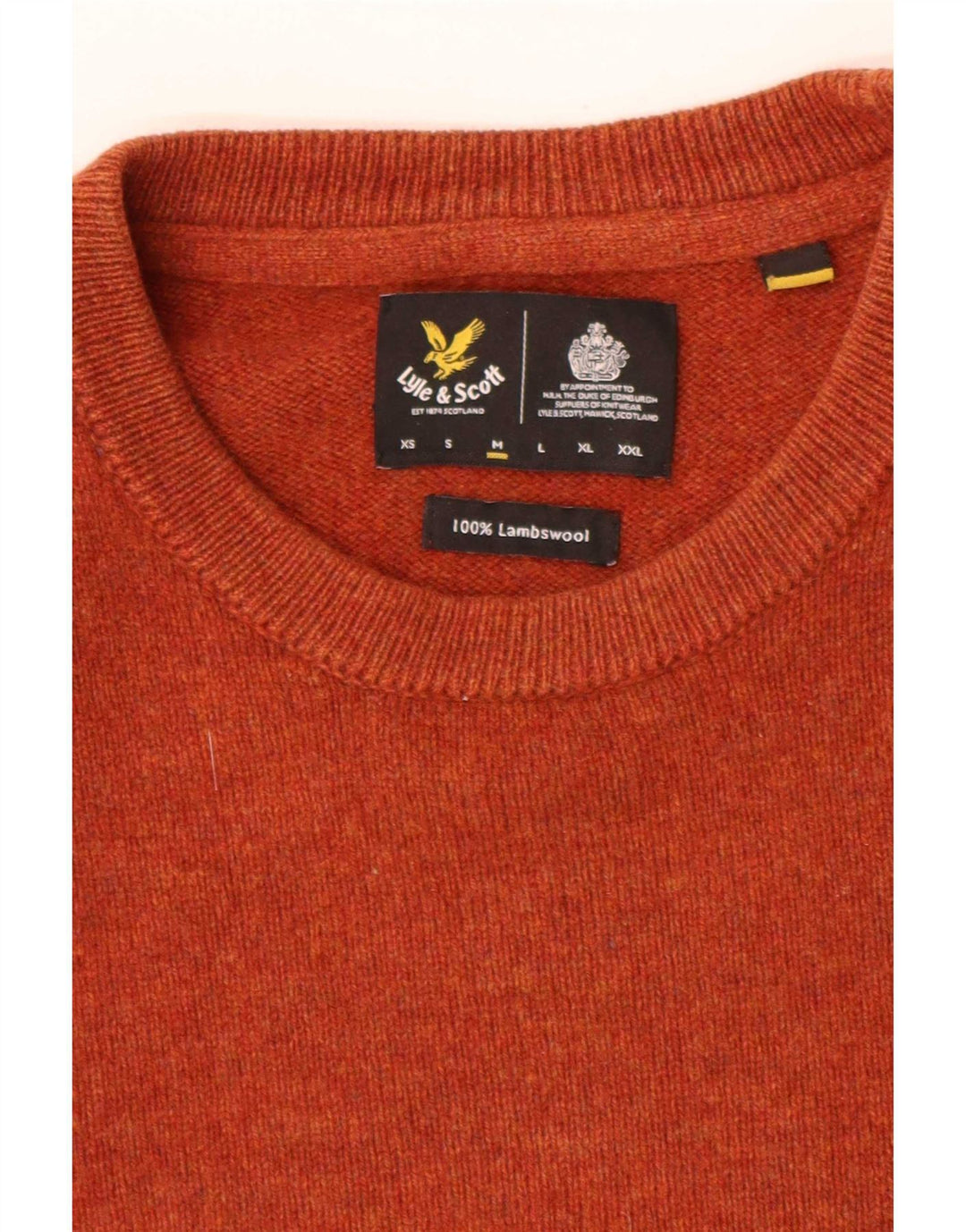 Męski sweter z okrągłym dekoltem i okrągłym dekoltem Lyle & Scott, średni pomarańczowy