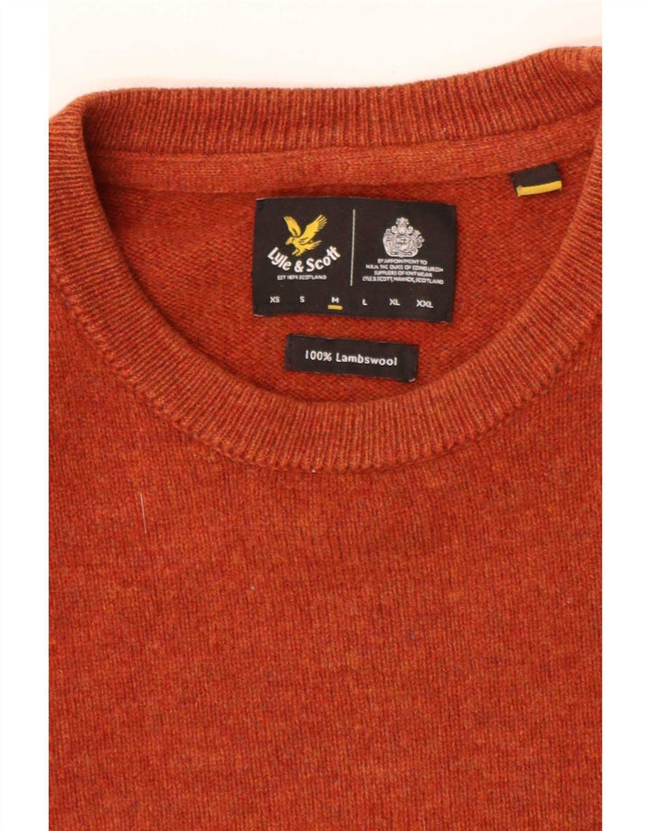 Męski sweter z okrągłym dekoltem i okrągłym dekoltem Lyle & Scott, średni pomarańczowy