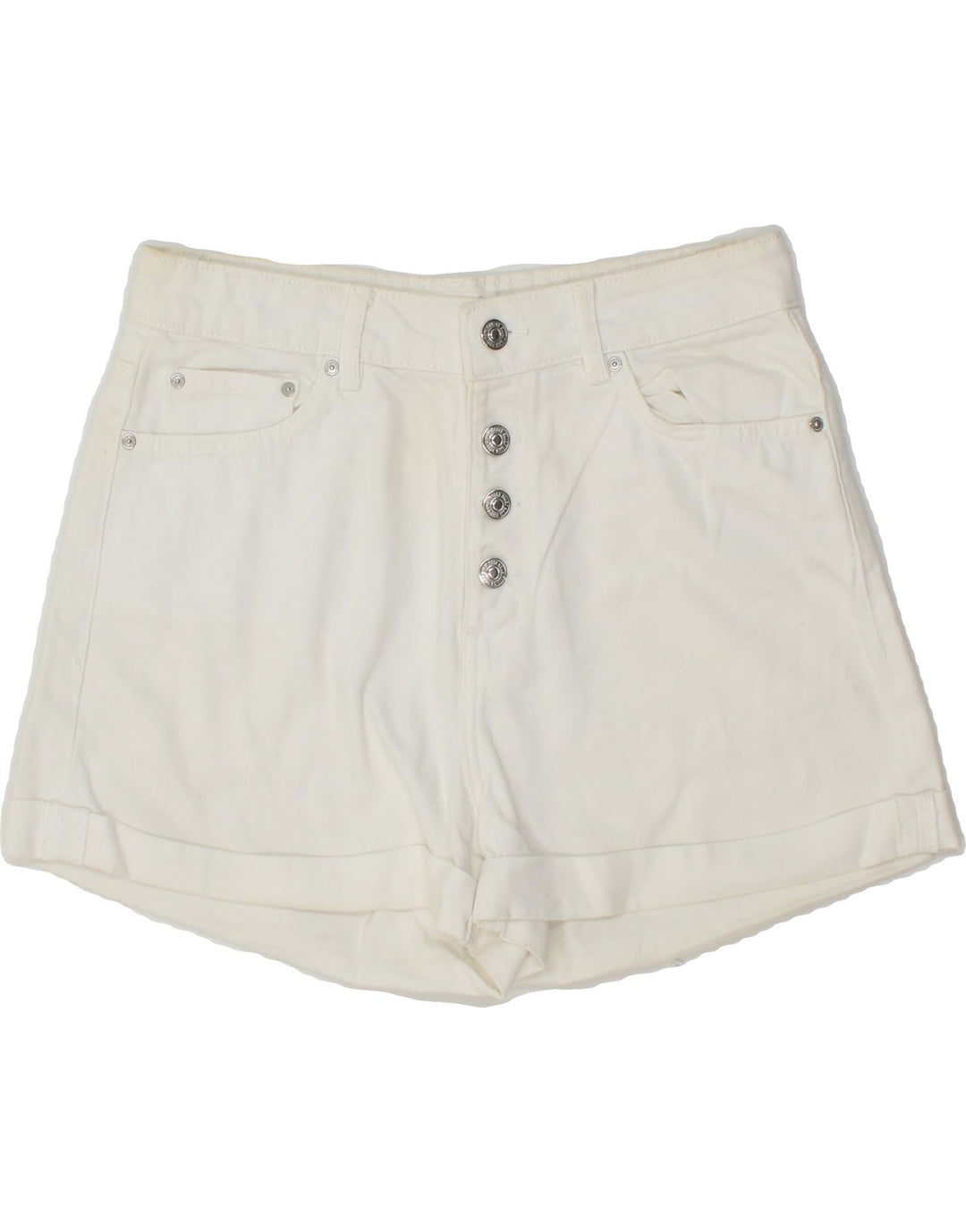 MNG Womens Denim Shorts EU 38 Medium W30  White Cotton Vintage MNG and Second-Hand MNG from Messina Hembry 