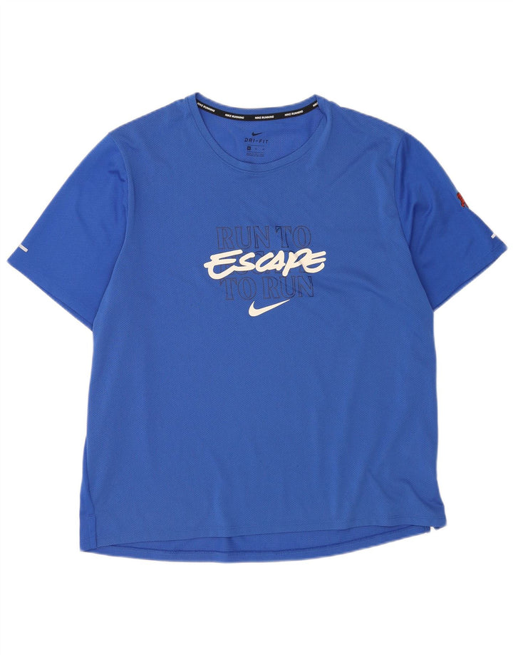 Męski T-shirt z grafiką Nike Dri Fit, XL, niebieski, poliester