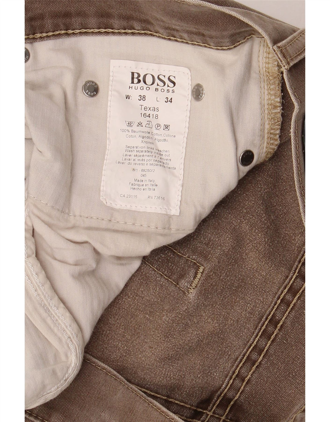 Męskie krótkie jeansy HUGO BOSS W38 L25 Brązowa bawełna
