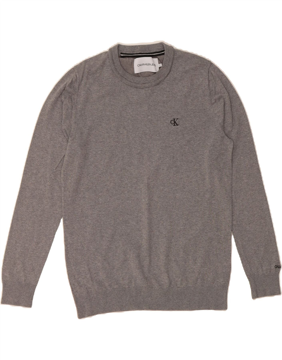 CALVIN KLEIN JEANS Mens Crew Neck Jumper Sweater Medium Grey Cotton Vintage Calvin Klein Jeans and Second-Hand Calvin Klein Jeans from Messina Hembry 