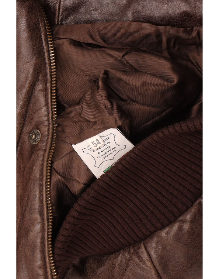 Vintage męska kurtka skórzana bomber IT 54 2XL brązowa skóra