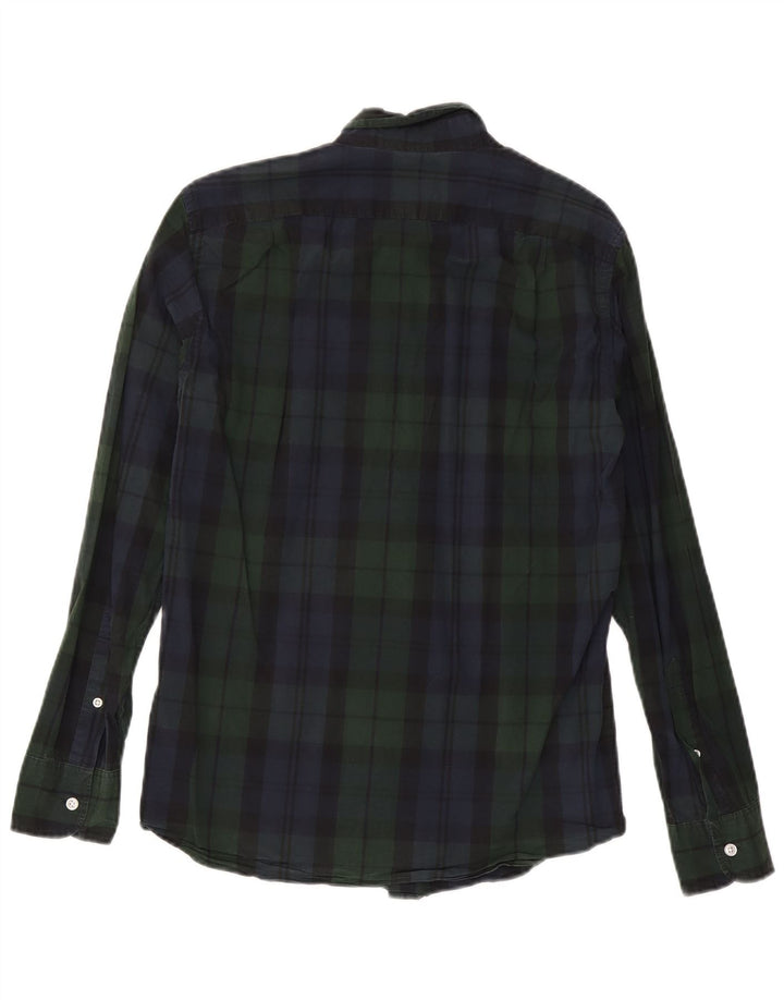 J. Crew Męska dopasowana koszula w małą zieloną kratkę, bawełniana