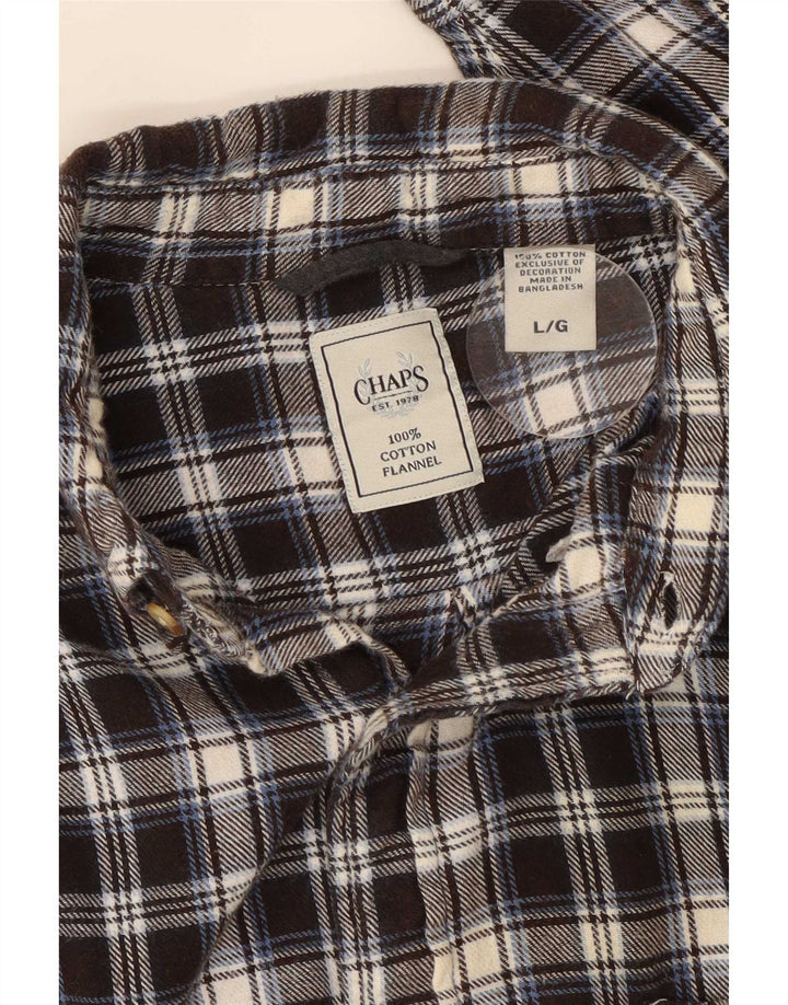 Męska koszula flanelowa Chaps, duża, czarna, bawełniana w kratę