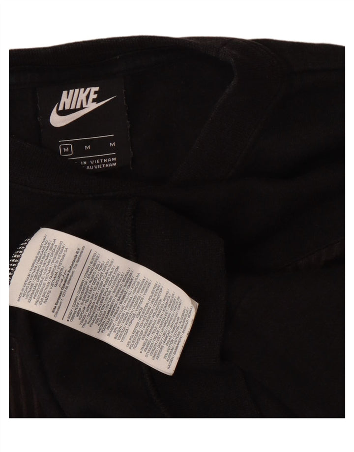 NIKE Womens Oversized Crop Sweatshirt Jumper UK 14 Medium Black Cotton