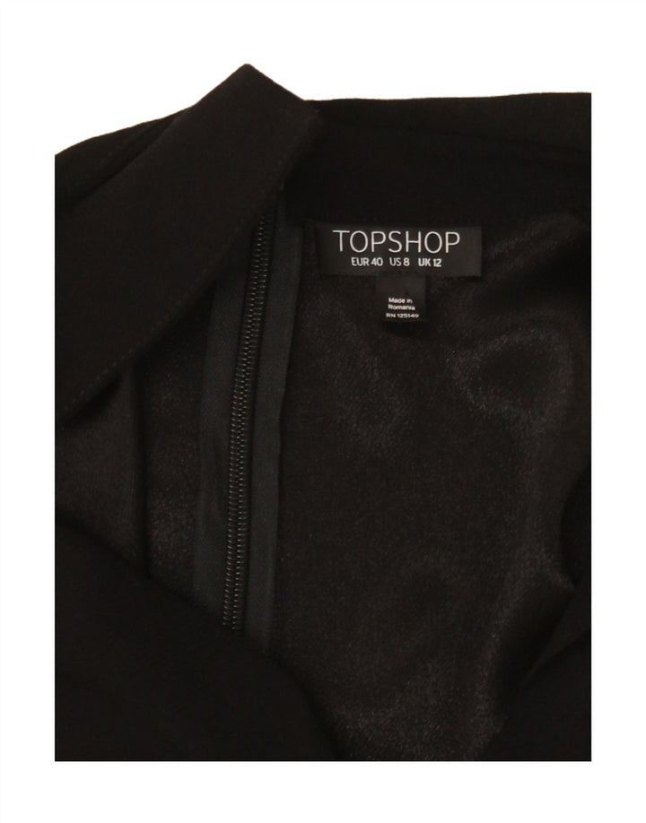 TOPSHOP Womens Long Sleeve Playsuit UK 12 Medium Black Viscose Vintage Topshop and Second-Hand Topshop from Messina Hembry 