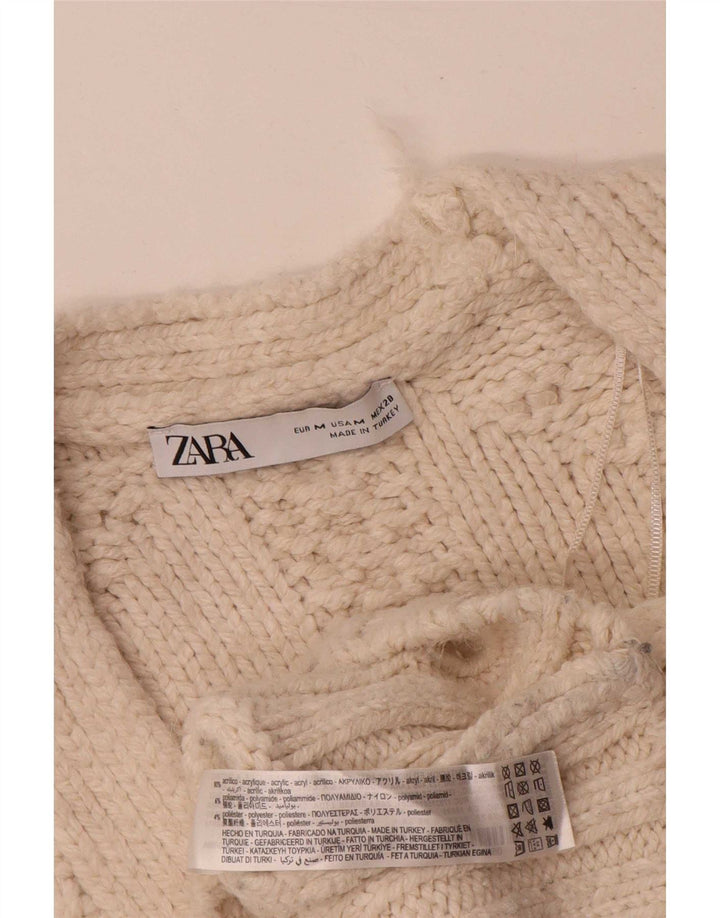 Damski sweter oversize Zara UK 14, średni, złamany biały akryl