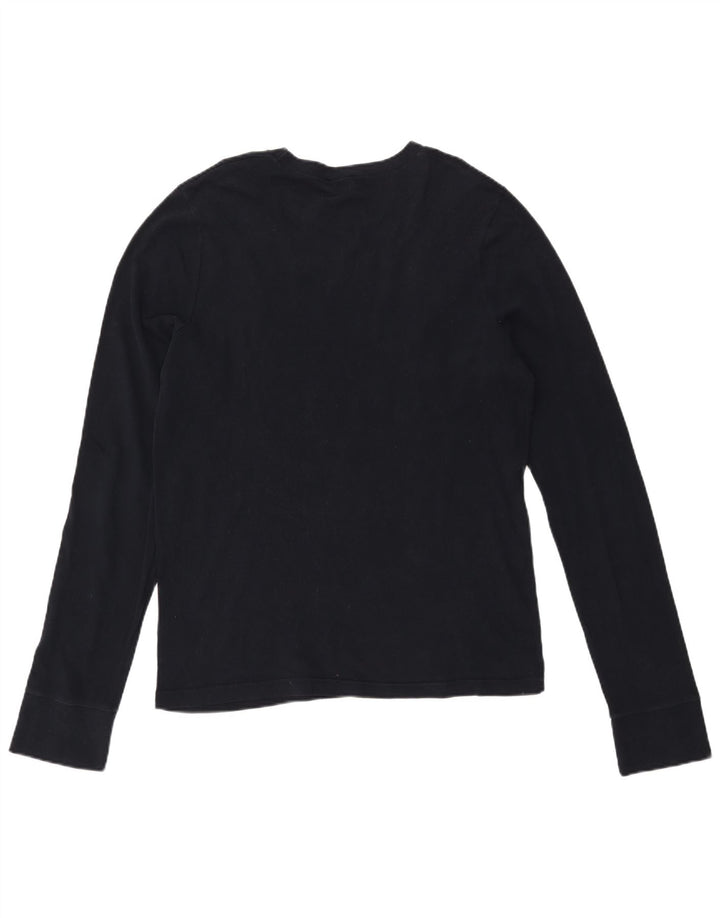 Męski top z grafiką Hollister z długim rękawem, duży, czarny, bawełniany