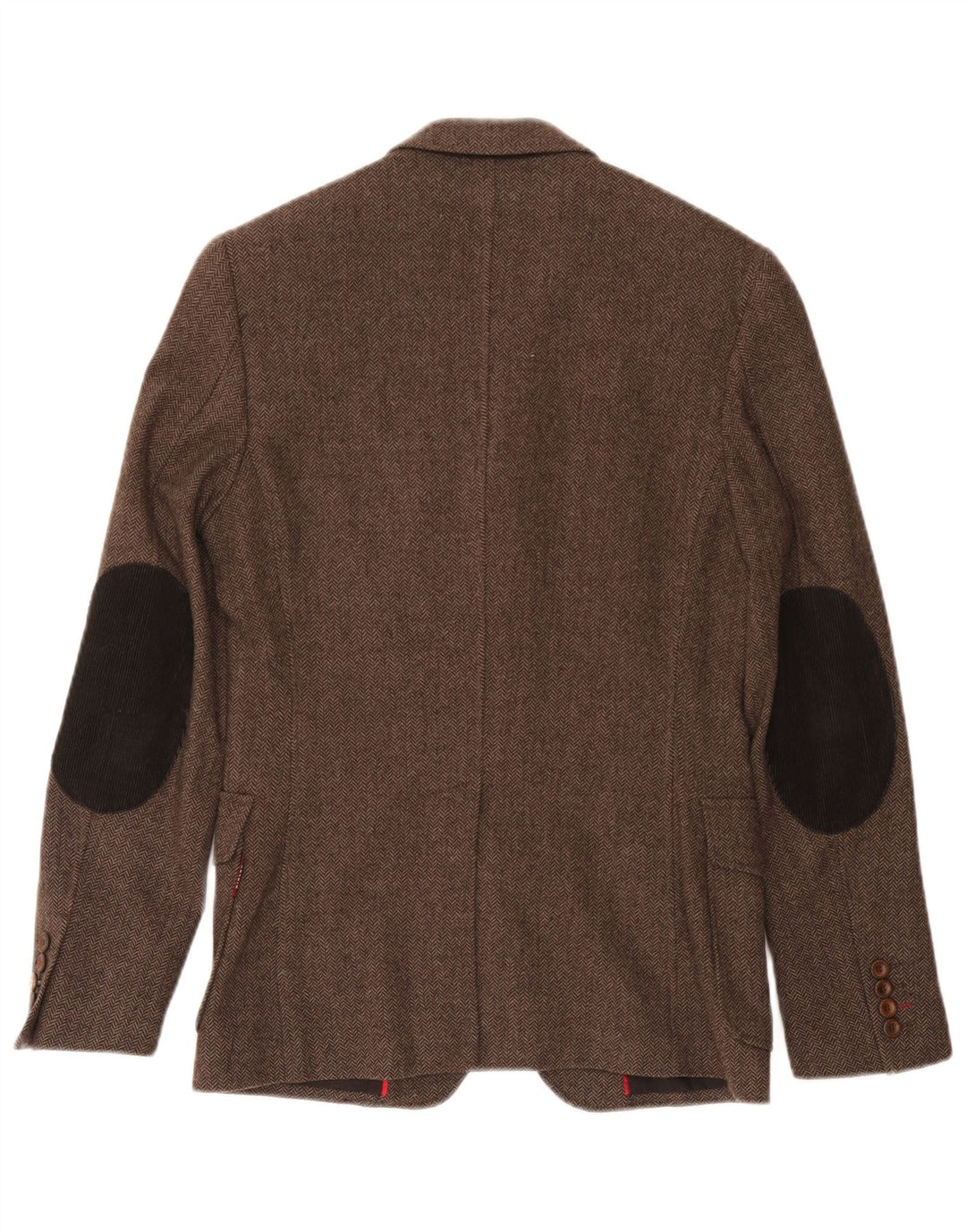 Męska marynarka zapinana na 3 guziki Sisley IT 44 XS Brązowa wełna w jodełkę