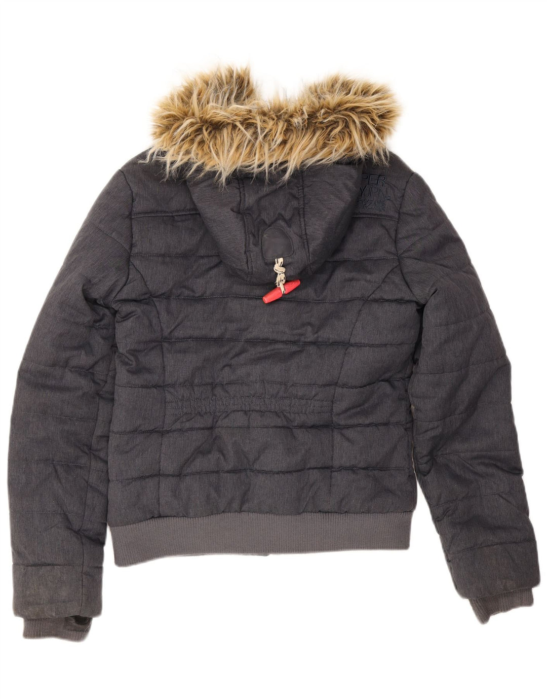 Damska ocieplana kurtka z kapturem Superdry UK 12, średni granatowy poliester