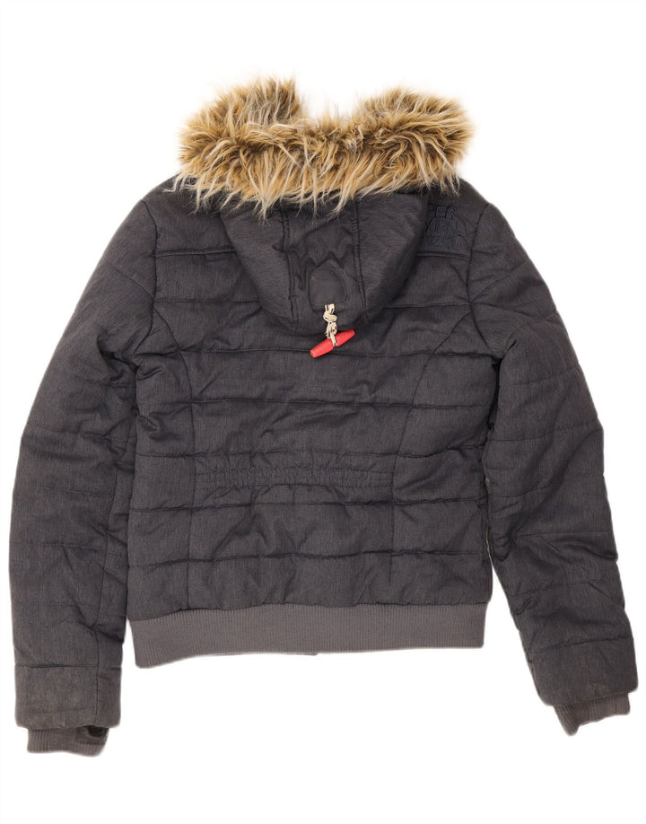 Damska ocieplana kurtka z kapturem Superdry UK 12, średni granatowy poliester