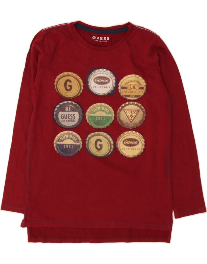 GUESS Boys Graphic Top Long Sleeve 11-12 Years Red Cotton Vintage Guess and Second-Hand Guess from Messina Hembry 