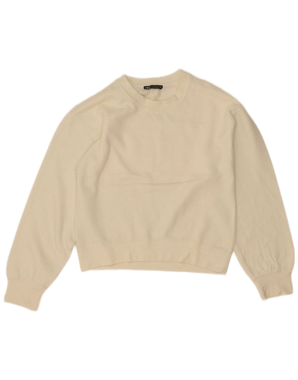 Damska bluza Zara Crop Jumper UK 10, mała w kolorze złamanej bieli