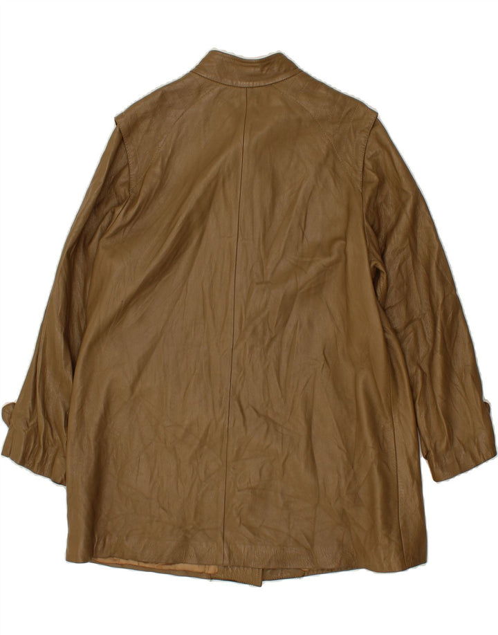 VINTAGE Womens Leather Coat IT 46 Large Brown Leather Vintage Vintage and Second-Hand Vintage from Messina Hembry 