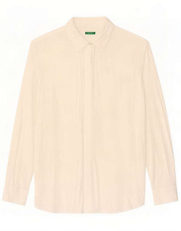Koszula oversize damska Benetton UK 10 Small Biała Wiskoza