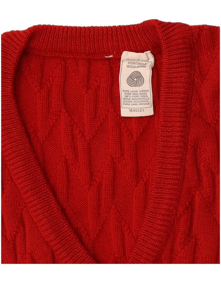 Vintage męska kamizelka bez rękawów, mała czerwona wełna