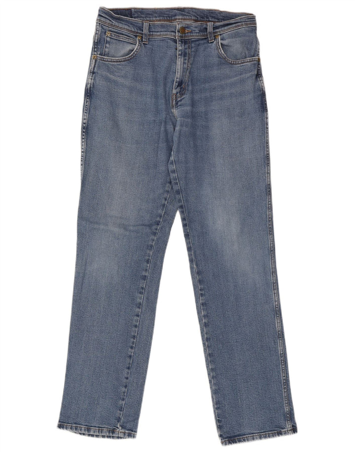 Wrangler Męskie proste dżinsy W33 L34 Niebieskie bawełniane