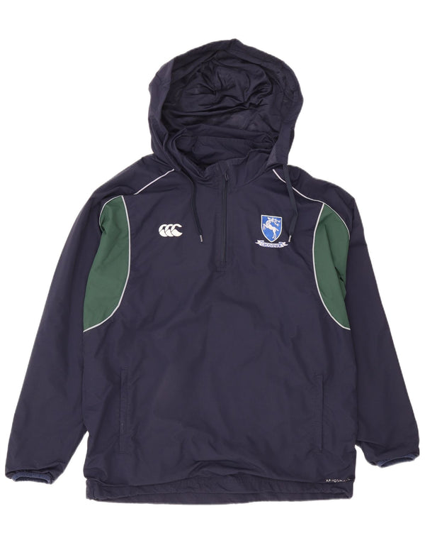 Męska kurtka wiatrówka z kapturem Canterbury UK 40, duża granatowa, z blokami kolorów