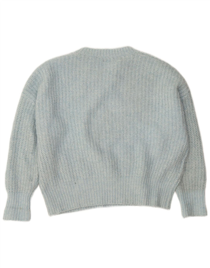 Damski sweter oversize z dekoltem w łódkę Zara UK 14, średni niebieski poliester