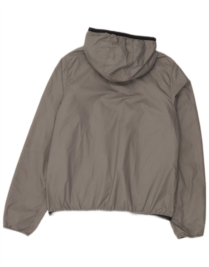 Damska dwustronna kurtka przeciwdeszczowa K-Way z kapturem UK 14, średni granatowy poliamid