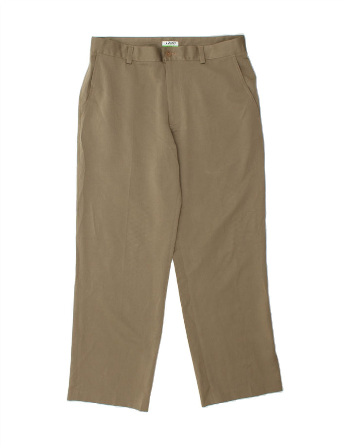 IZOD Mens Straight Chino Trousers W33 L30 Beige Polyester Vintage Izod and Second-Hand Izod from Messina Hembry 