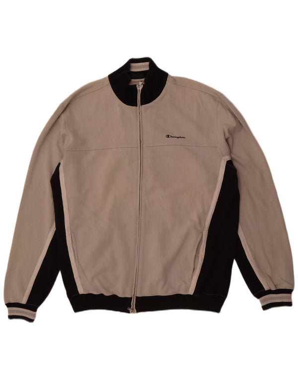 Męska kurtka dresowa Champion 2XL Szara bawełna z blokami kolorów