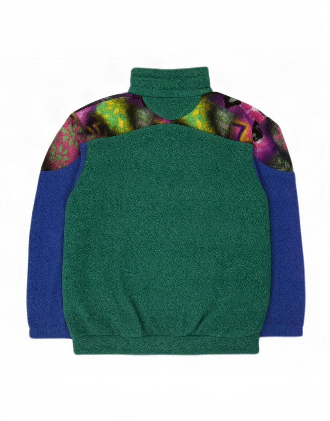 Vintage męski sweter polarowy z guzikami pod szyją, poliester w kolorze średniej zieleni