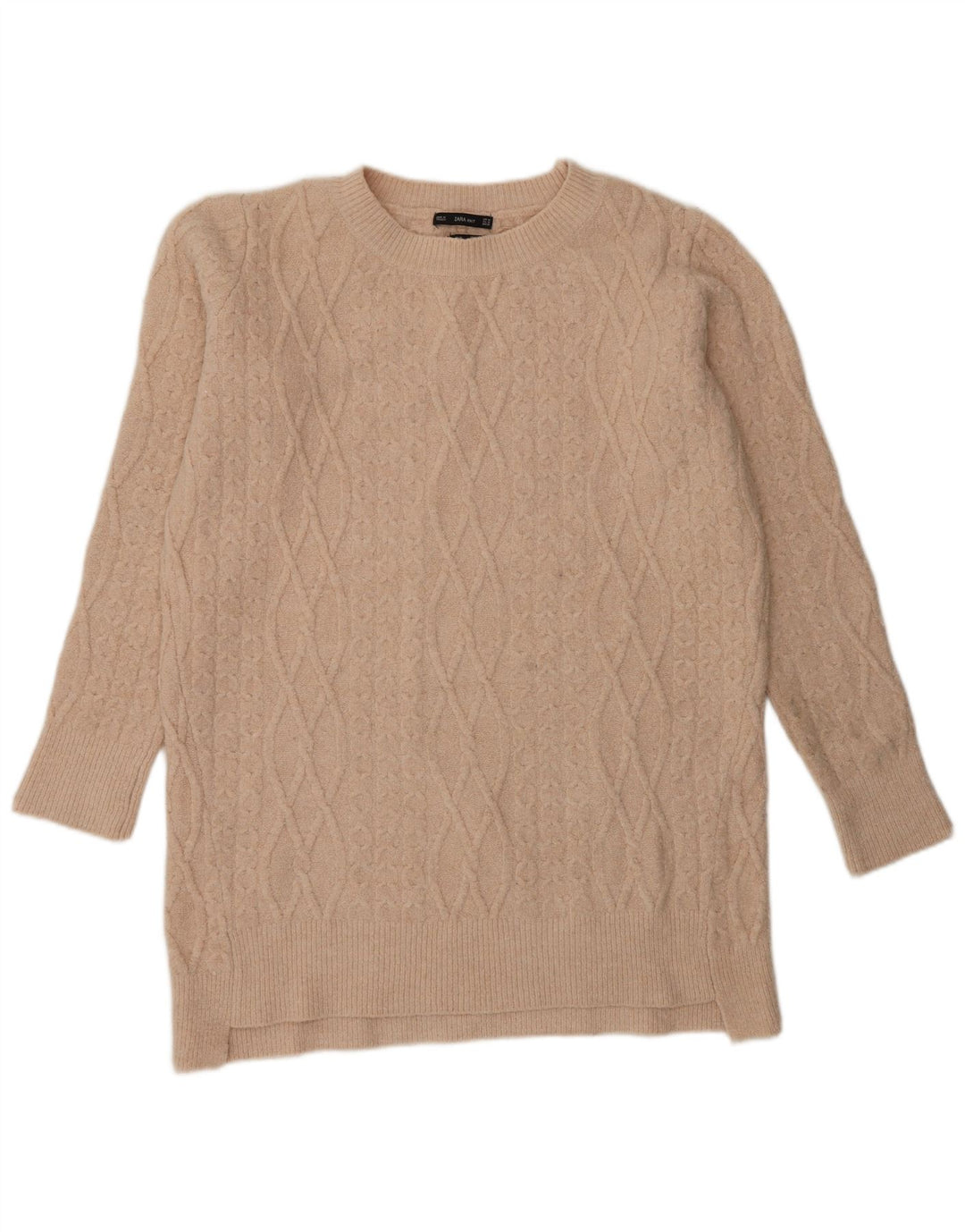 Sweter damski Zara z okrągłym wycięciem pod szyją, UK 14, średni beż