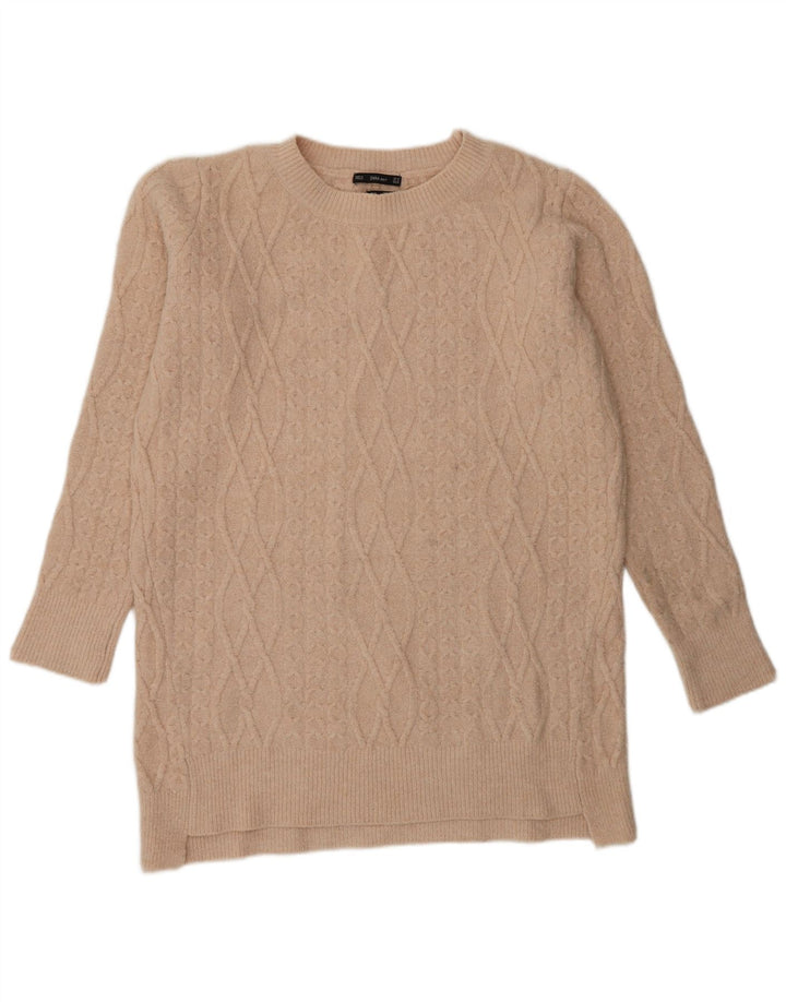 Sweter damski Zara z okrągłym wycięciem pod szyją, UK 14, średni beż