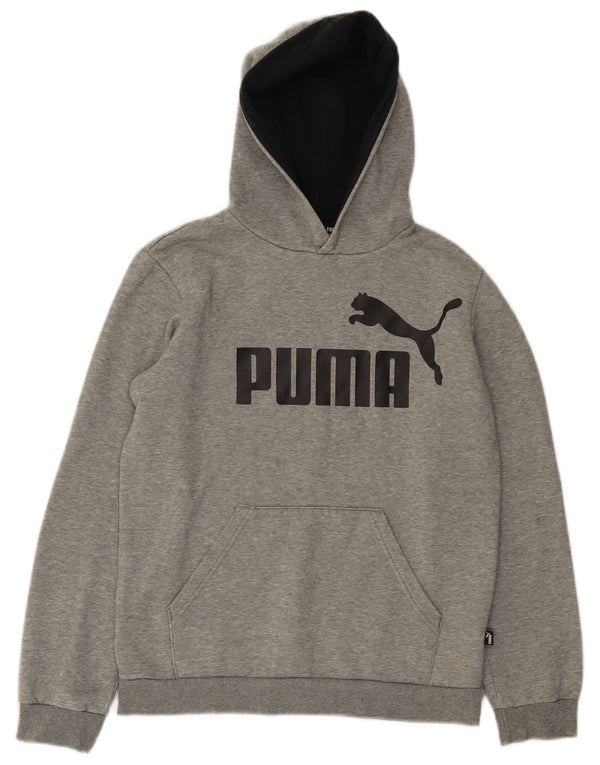Chłopięcy sweter z kapturem i grafiką PUMA, 13-14 lat, szara bawełna