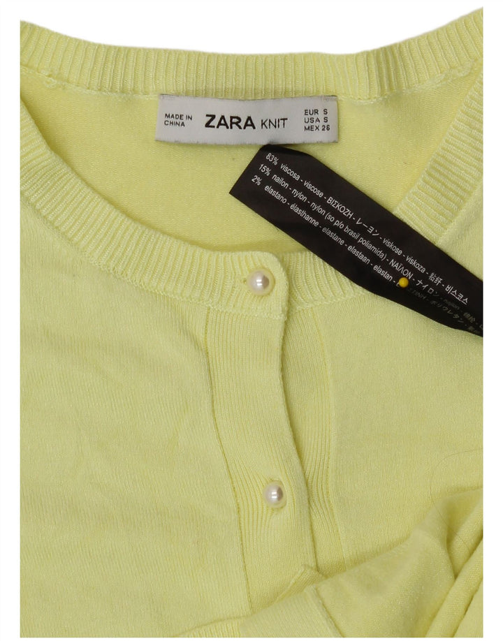Sweter damski Zara Cardigan UK 10 Small, żółta wiskoza