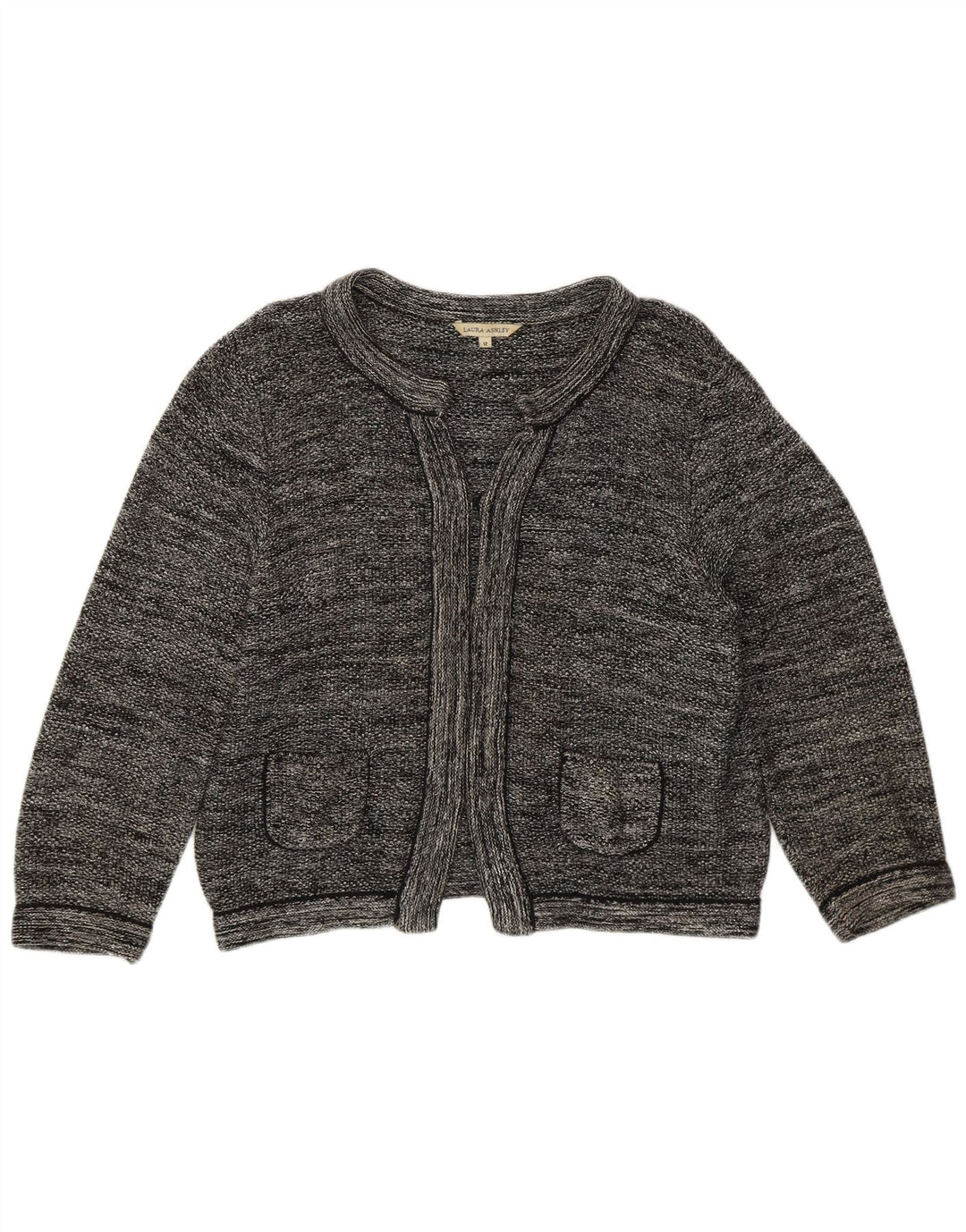 Damski otwarty sweter bolerko Laura Ashley UK 12, średnioszary, bawełniany