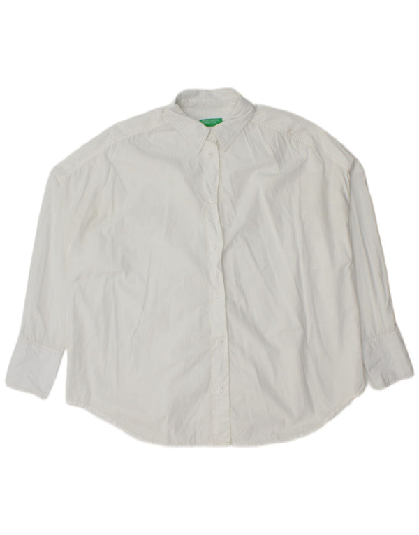 Benetton Womens Oversized Shirt UK 10 Small White Cotton
