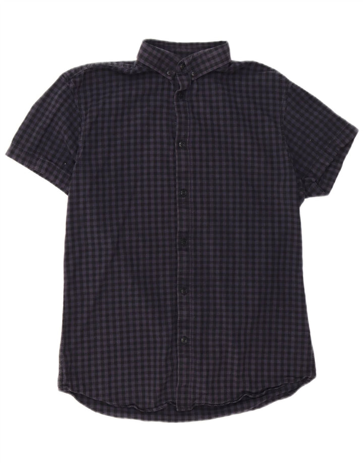 Koszula męska Jack & Jones z krótkim rękawem i regularnym krojem, mała, granatowa kratka