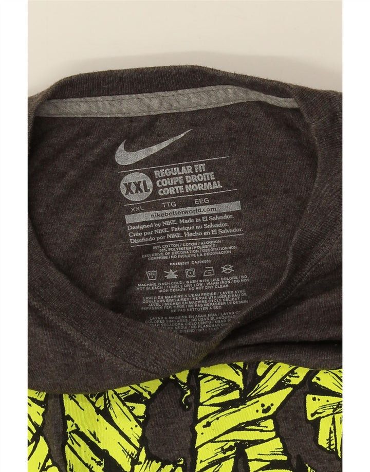 Męski T-shirt NIKE o regularnym kroju z grafiką, 2XL, szara bawełna