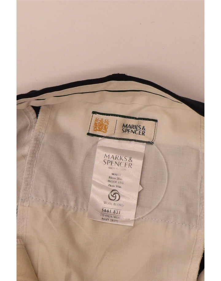 Marks & Spencer Męskie spodnie garniturowe W38 L31 Granatowy poliester