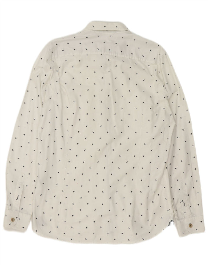 Koszula męska Ted Baker w abstrakcyjny wzór, rozmiar 4, duża, biała, bawełniana