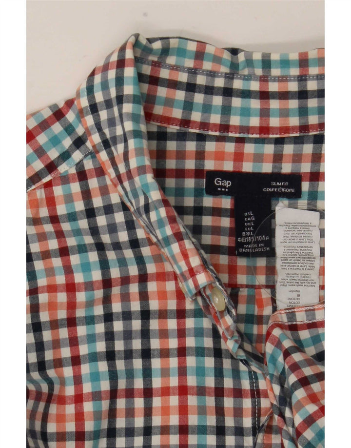 Męska koszula Gap Slim Fit, duża, wielokolorowa bawełniana kratka