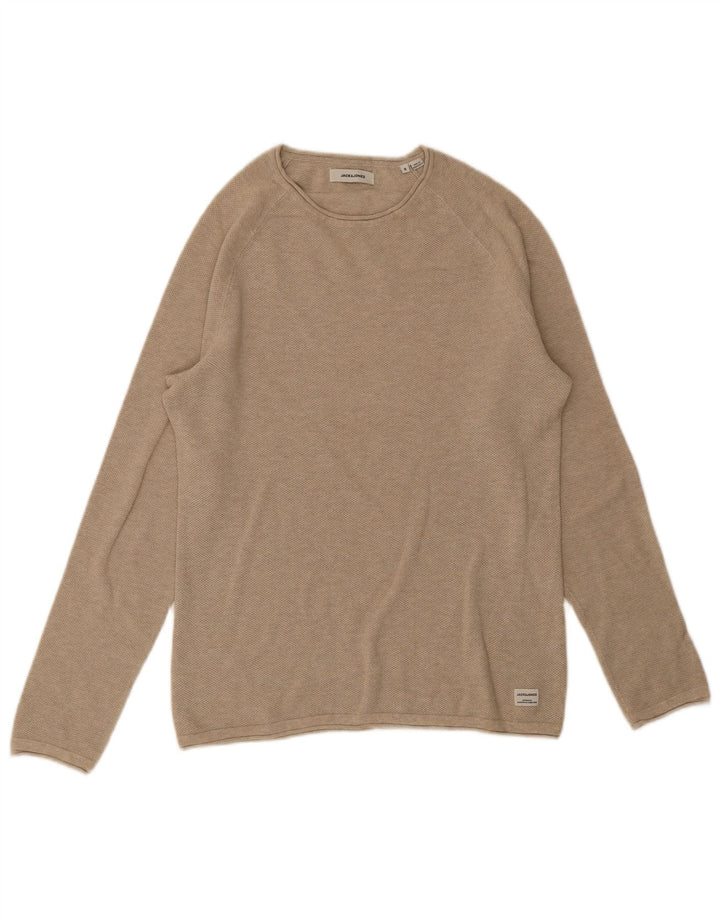 Męski sweter Jack & Jones z dekoltem w łódkę, mały, beżowy