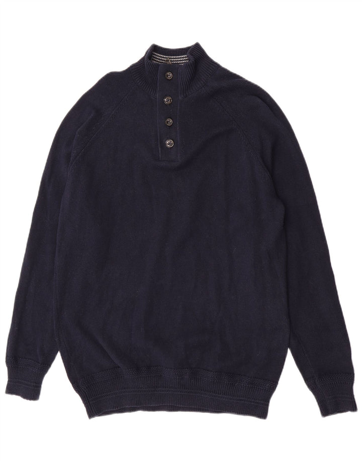 Marks & Spencer Męski sweter zapinany na guziki, średni granatowy