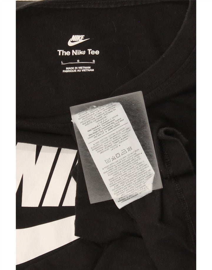Damska koszulka z grafiką Nike z długim rękawem, UK 16, duża, czarna bawełna